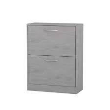 167820A  WOOD 2 TIR SHOE CABINET GREY